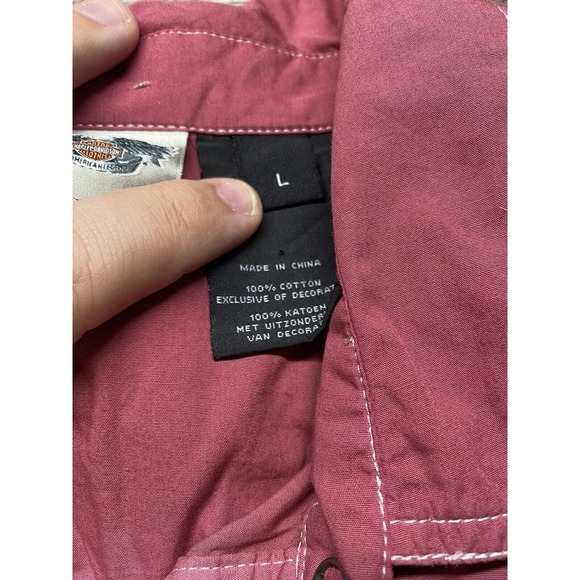 HARLEY DAVIDSON WOMENS Large SHIRT BIKER WESTERN PEARL SNAPS RHINESTONES - Picture 5 of 5